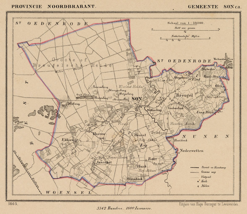 Voorbeeld van een Kuyperkaart: de gemeente Son in Noord Brabant