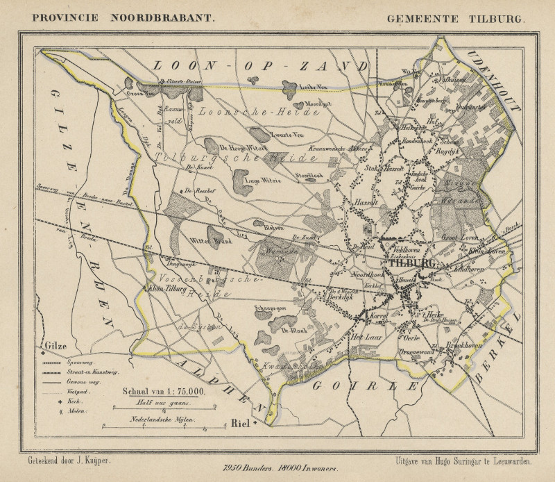 afbeelding van Kuyperkaart Gemeente Tilburg van Kuyper (Kuijper)