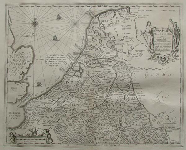afbeelding van kaart Belgii veteris typus (ingelijst) van Petrus Kaerius