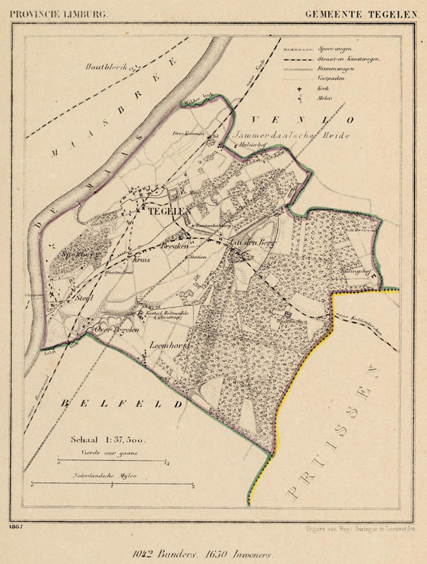 afbeelding van Kuyperkaart Gemeente Tegelen van Jacob Kuyper (Kuijper)