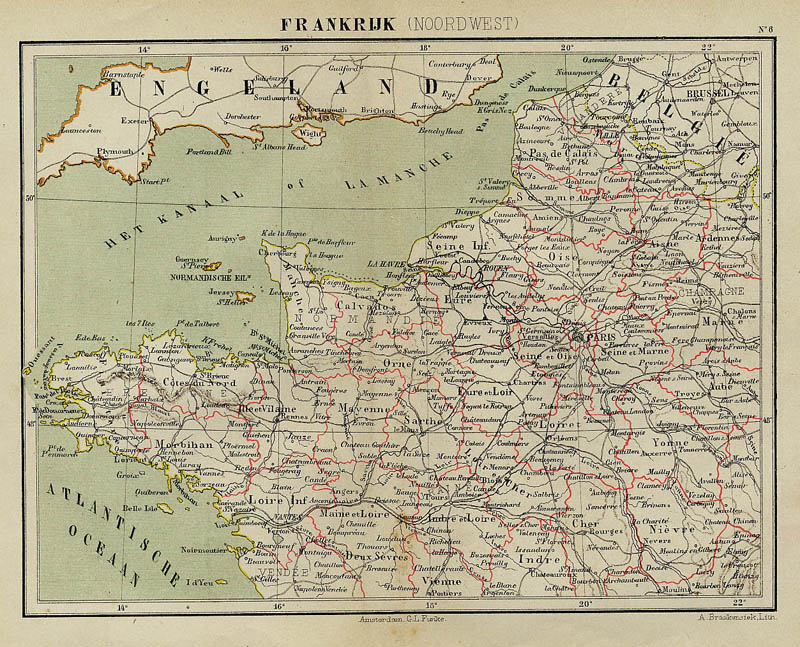 afbeelding van kaart Frankrijk (Noorwest) van Kuyper (Kuijper)