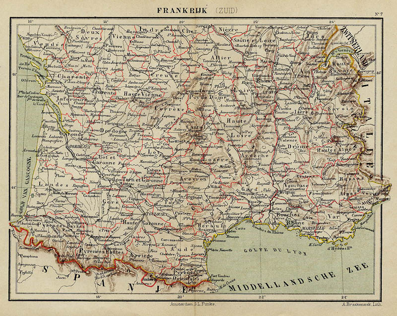 afbeelding van kaart Frankrijk (Zuid) van Kuyper (Kuijper)