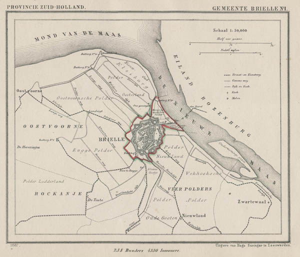 afbeelding van Kuyperkaart Gemeente Brielle van Kuyper (Kuijper)