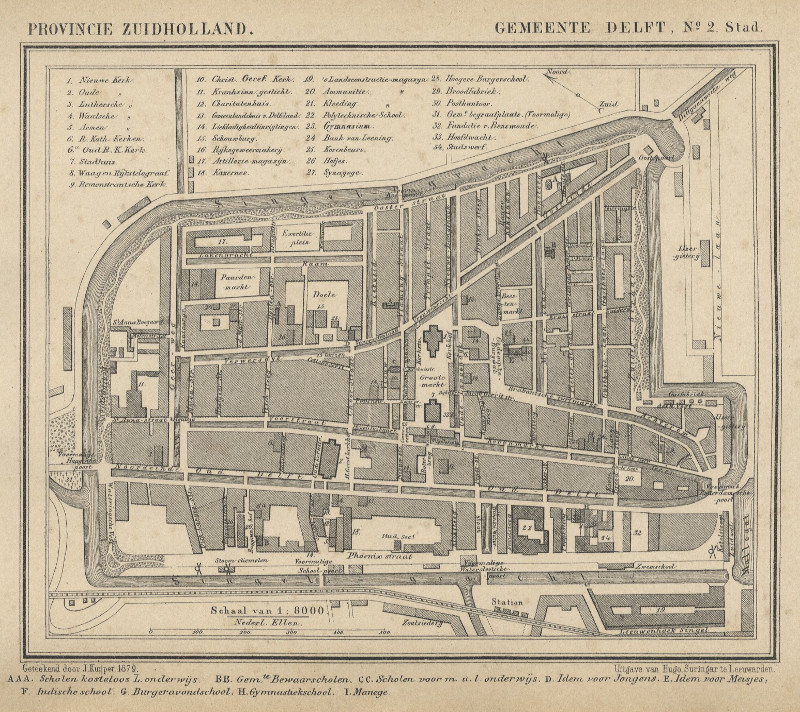 afbeelding van Kuyperkaart Gemeente Delft-stad van Kuyper (Kuijper)