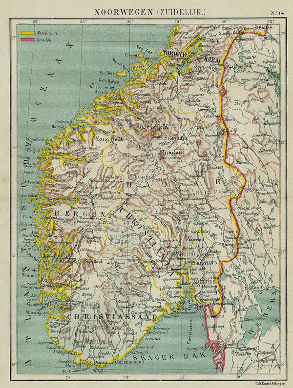afbeelding van kaart Noorwegen (zuidelijk) van Kuyper (Kuijper)