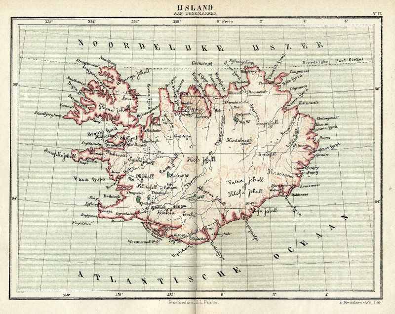 afbeelding van kaart IJsland aan Denemarken van Kuyper (Kuijper)