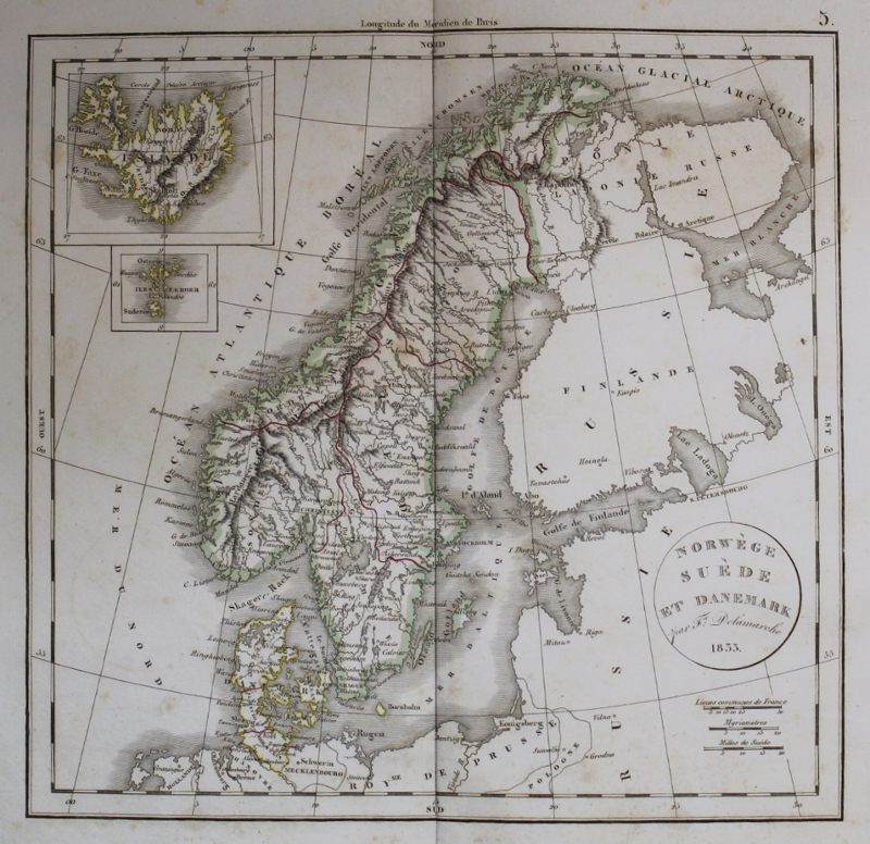 afbeelding van kaart Norwege Suede et Danemark van Félix Delamarche