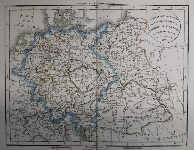 afbeelding van kaart Confédération Germanique, Royaume de Prusse, Empire d´Autriche, Royaume de Pologne van Félix Delamarche