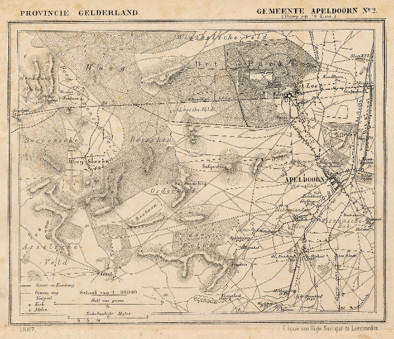 afbeelding van Kuyperkaart Apeldoorn (Terreinkaart van het Dorp en ´t Loo) van Kuyper (Kuijper)