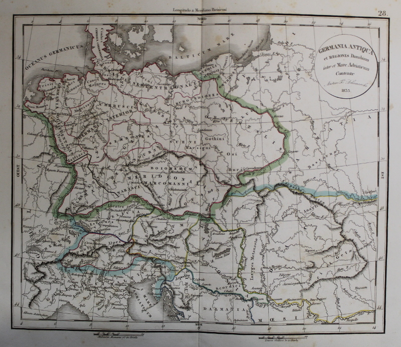 afbeelding van kaart Germania Antiqua et Regiones Danubium inter et Mare Adriaticum Contentoe van Félix Delamarche