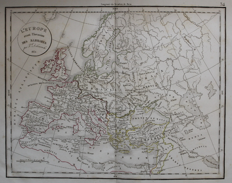 afbeelding van kaart L´Europe avant l´invasion des barbares van Félix Delamarche