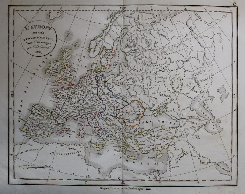 afbeelding van kaart L´Europe divisée en ses différens états sous Charlemagne van Félix Delamarche