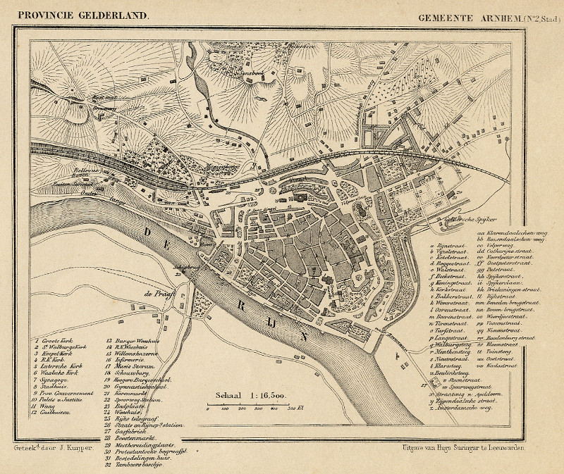 afbeelding van Kuyperkaart Arnhem (plattegrond der stad) van Kuyper (Kuijper)