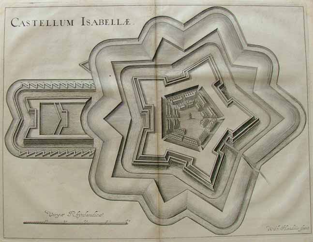 afbeelding van plattegrond Castellum Isabellae van Hondius (Den Bosch)