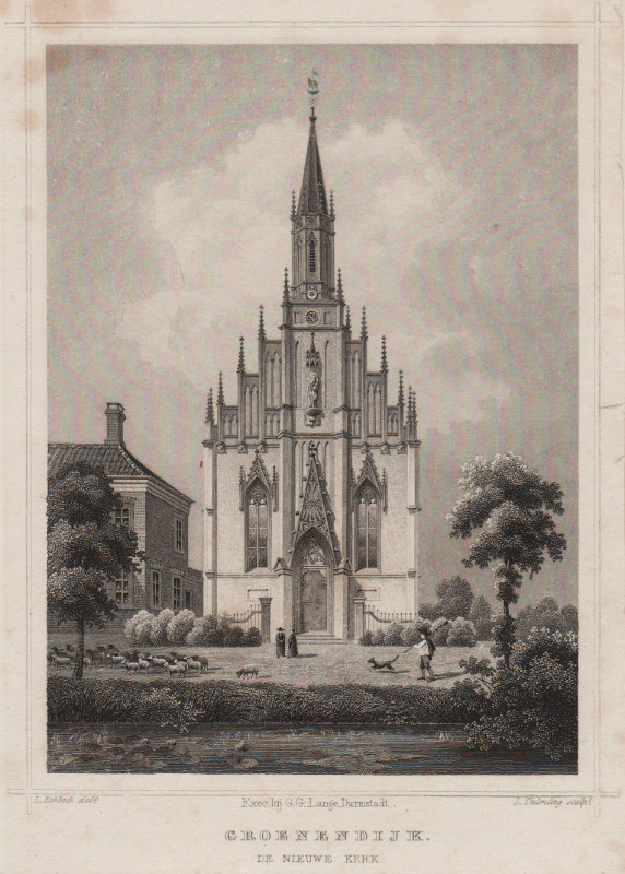 afbeelding van prent Groenendijk, de Nieuwe kerk van L. Rohbock, L. Thumling (Groenendijk)