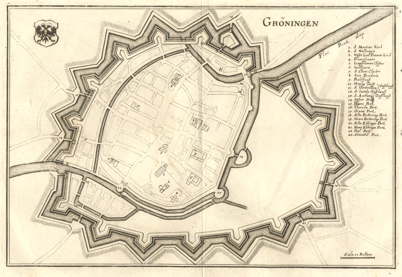 afbeelding van plattegrond Groningen van Merian (Groningen)