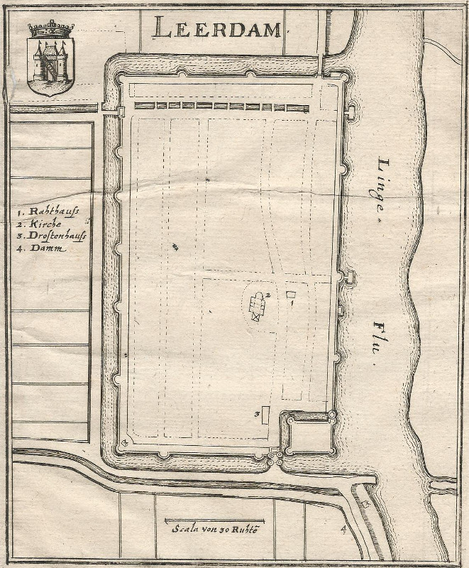 afbeelding van plattegrond Leerdam van Merian (Leerdam)