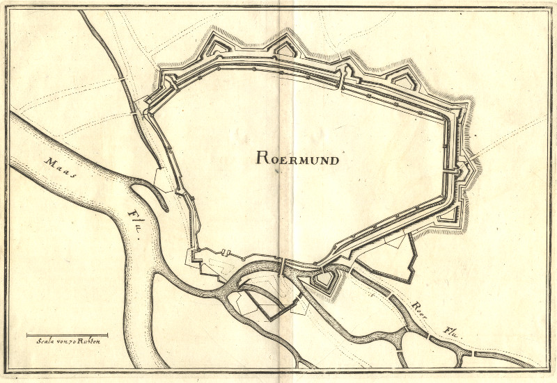 afbeelding van plattegrond Roermund van Merian (Roermond)