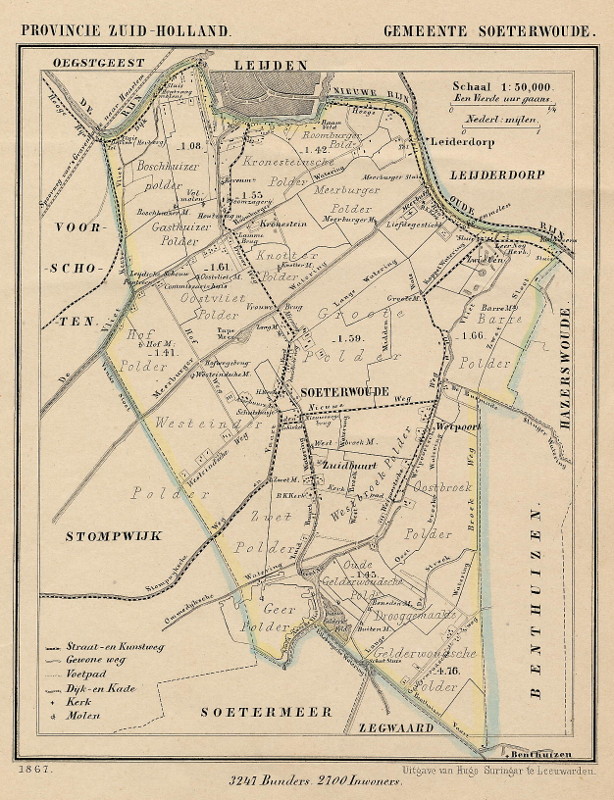 afbeelding van Kuyperkaart Gemeente Zoeterwoude (Soeterwoude) van Kuyper (Kuijper)