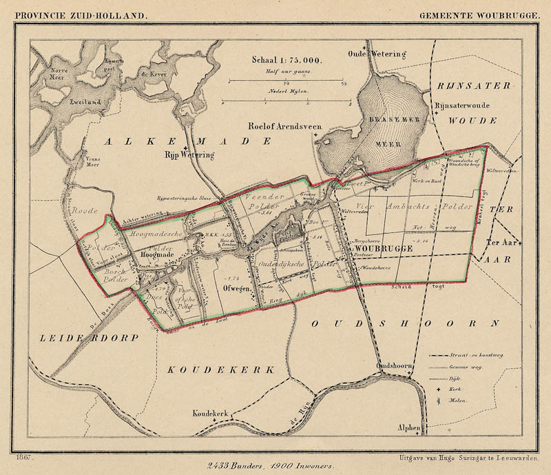 afbeelding van Kuyperkaart Gemeente Woubrugge van Kuyper (Kuijper)