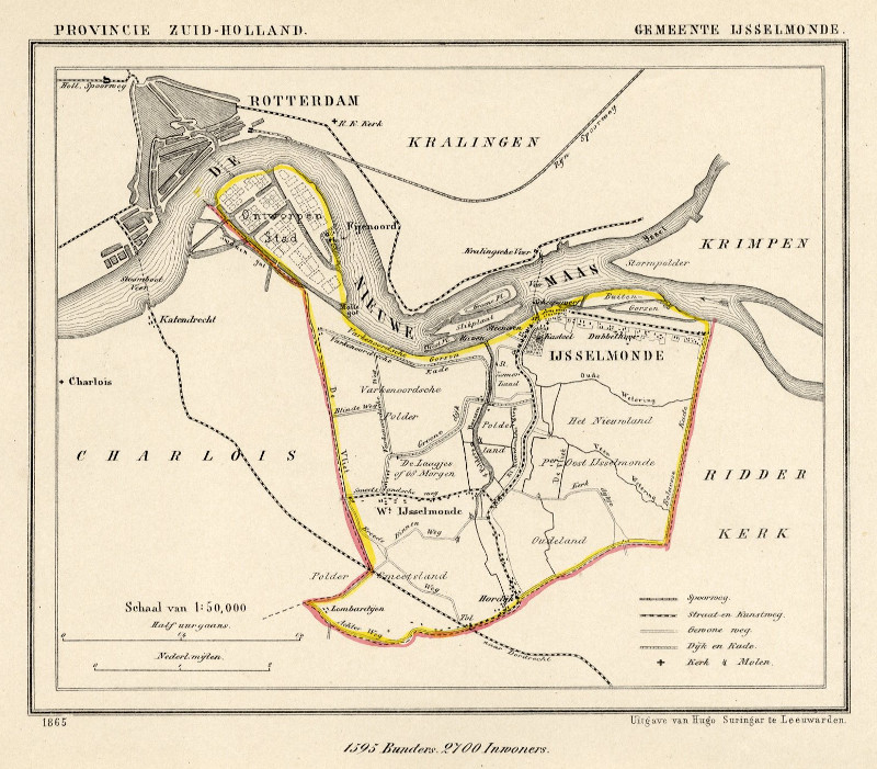 afbeelding van Kuyperkaart Gemeente IJsselmonde (met Rotterdam Kop van Zuid) van Kuyper (Kuijper)