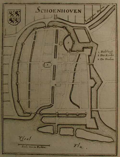 afbeelding van plattegrond eenzijdig korte marge van Merian (Schoonhoven)
