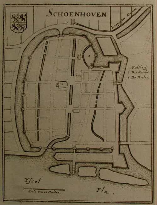 afbeelding van plattegrond eenzijdig korte marge van Merian (Schoonhoven)