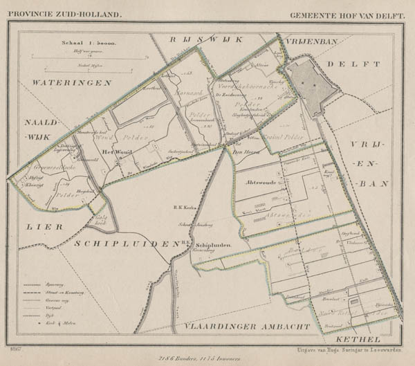 afbeelding van Kuyperkaart Gemeente Hof van Delft van Kuyper (Kuijper)