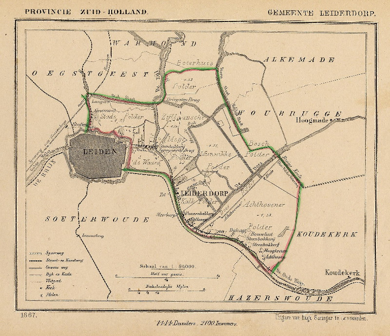 afbeelding van Kuyperkaart Gemeente Leiderdorp (Leijderdorp) van Kuyper (Kuijper)