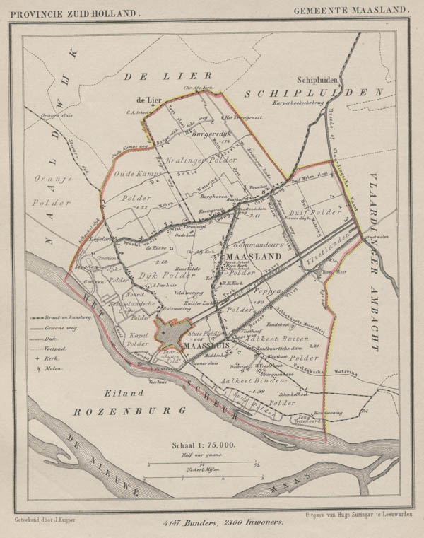 afbeelding van Kuyperkaart Gemeente Maasland van Kuyper (Kuijper)