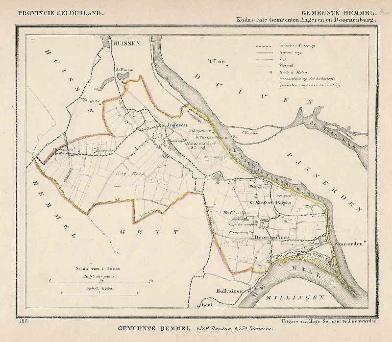 afbeelding van Kuyperkaart Bemmel (kad gem Angeren en Doorneburg) van Kuyper (Kuijper)