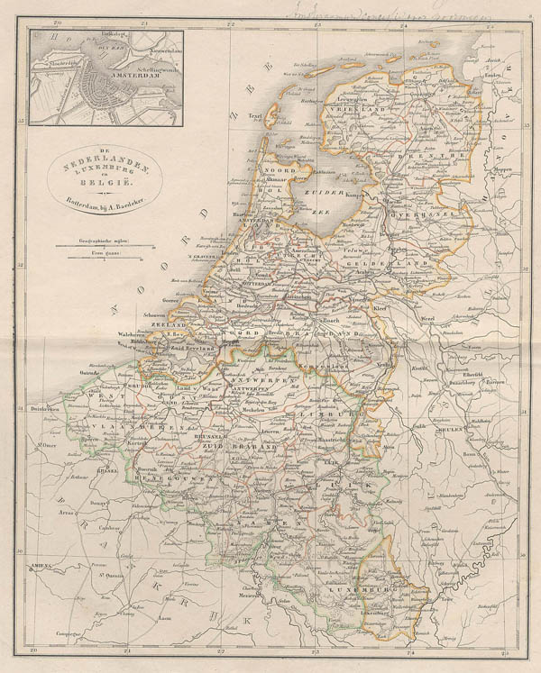 afbeelding van kaart de Nederlanden, Luxemburg en België van A. Baedeker (Belgium)