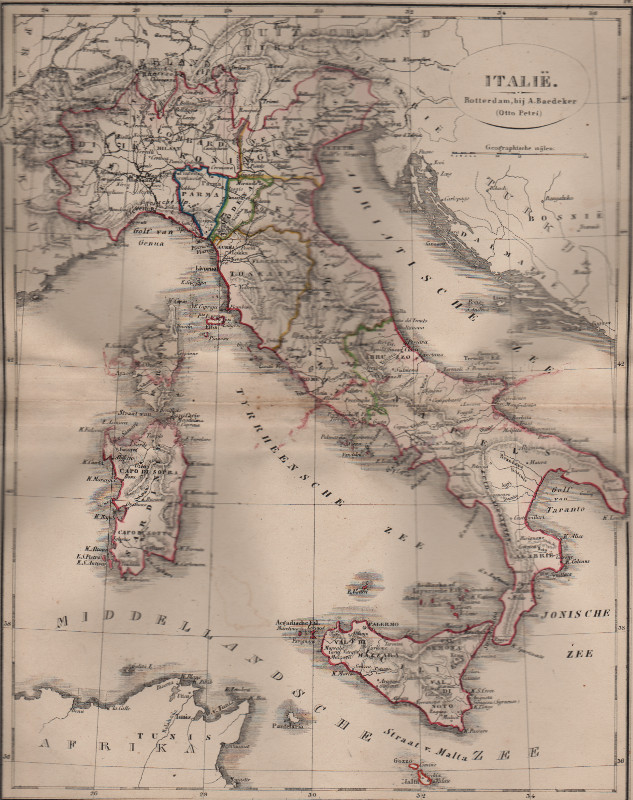 afbeelding van kaart Italië van A. Baedeker, Rotterdam