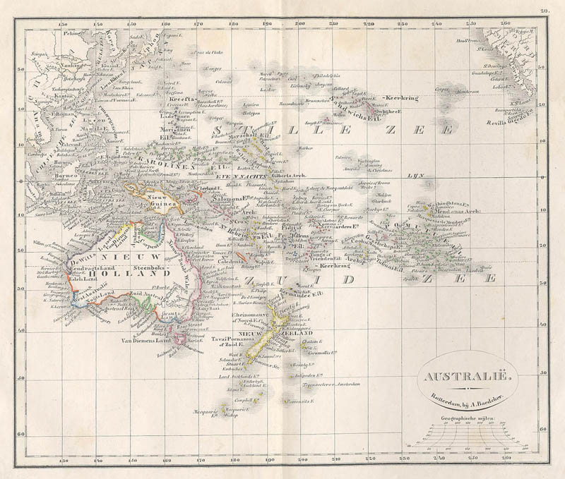 afbeelding van kaart Kaart van Australië van A. Baedeker, Rotterdam (New Zealand)