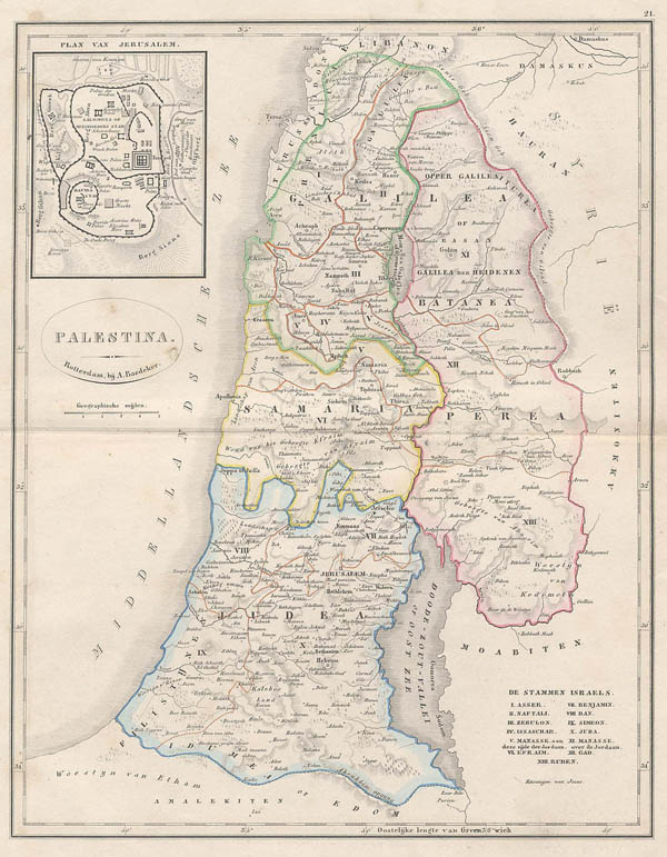 afbeelding van kaart Kaart van Palestina van A. Baedeker, Rotterdam