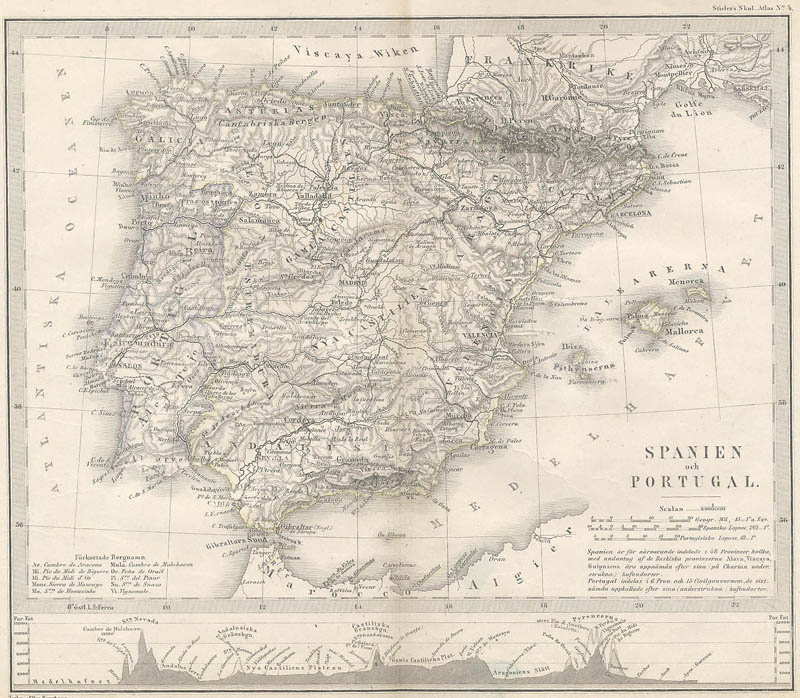 afbeelding van kaart Kaart  Spanien och Portugal . van Stieler (Portugal)