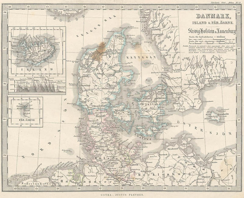 afbeelding van kaart Kaart Danmark, Island & Fär-Öarne. van Stieler (Iceland) afbeelding van kaart Kaart Danmark, Island & Fär-Öarne. van Stieler (Iceland)