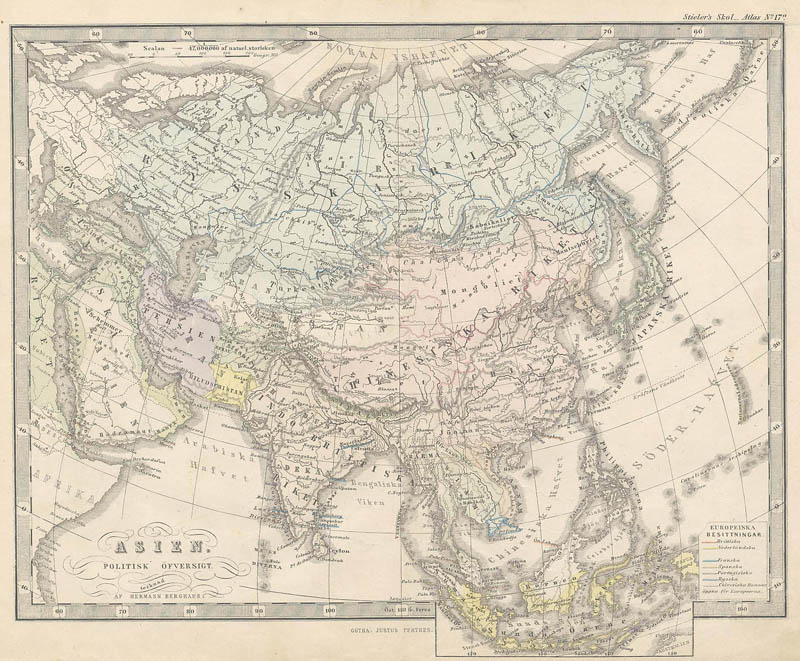 afbeelding van kaart Asien, öfversigt af Landets naturliga Beskaffenhet. van Stieler.