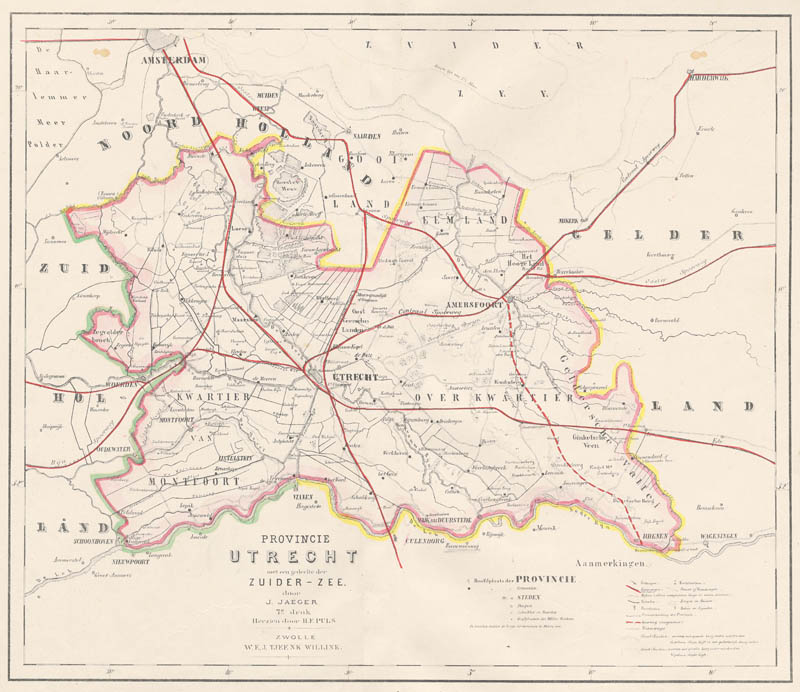 afbeelding van kaart Kaart van de Provincie Utrecht met gedeelte der Zuider-Zee . van Puls