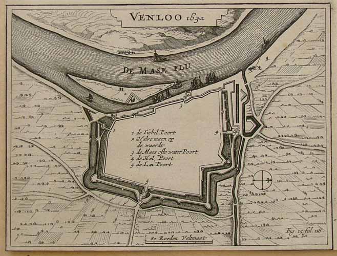 afbeelding van plattegrond Venloo 1632 van J. Crommelijn (Venlo)