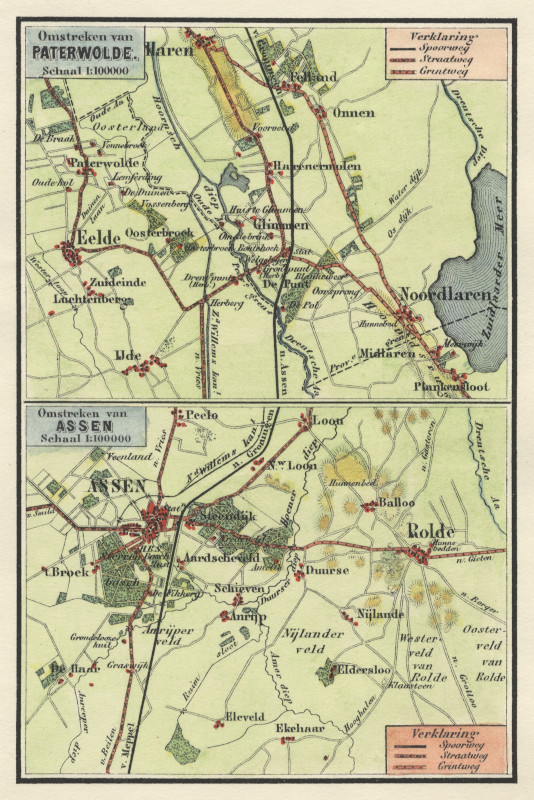 afbeelding van kaart Kaart van de Omstreken van Paterswolde en de Omstreken van Assen van Craandijk