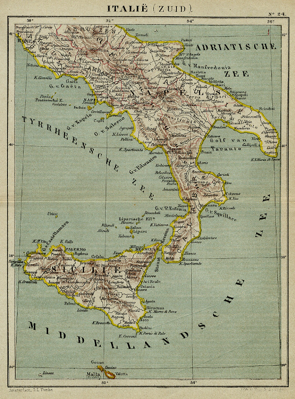 afbeelding van kaart Italië (Zuid) van Kuyper (Kuijper)