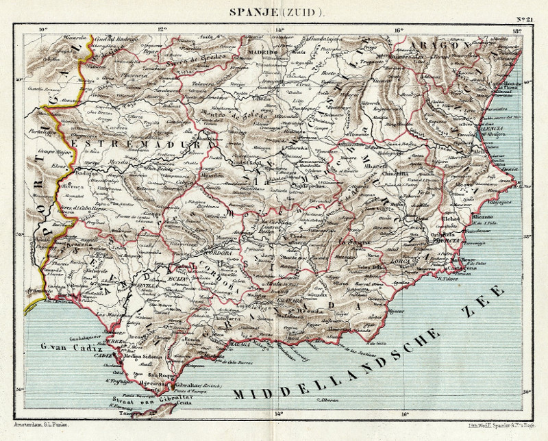 afbeelding van kaart Spanje (Zuid) van Kuyper (Kuijper)