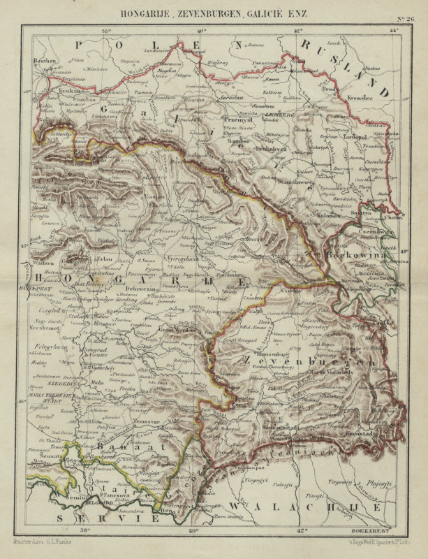 afbeelding van kaart Hongarije, Zevenburgen, Galicië enz van Kuyper (Kuijper)