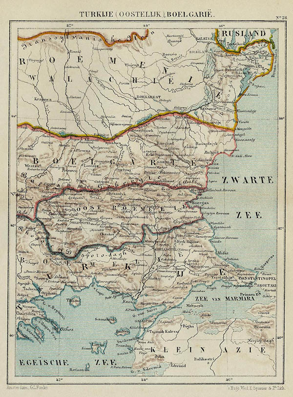 afbeelding van kaart Turkije (Oostelijk), Boelgarië van Kuyper (Kuijper)