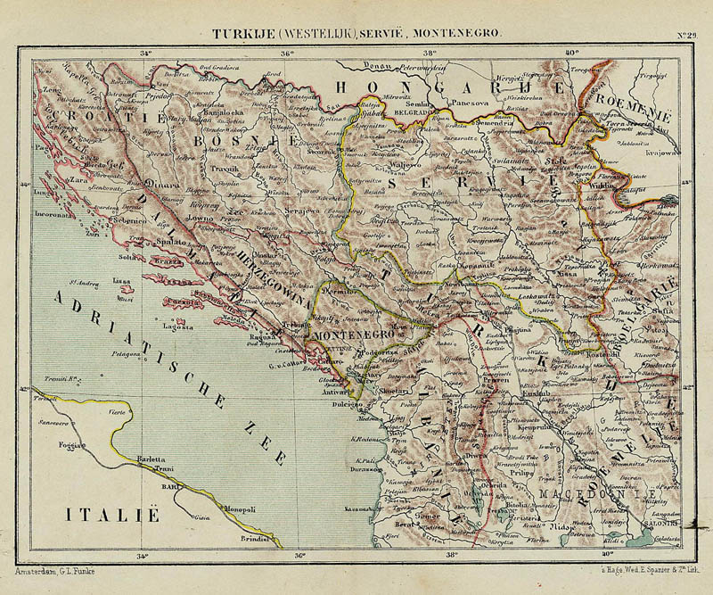 afbeelding van kaart Turkije (Westelijk), Servië, Montenegro van Kuyper (Kuijper)