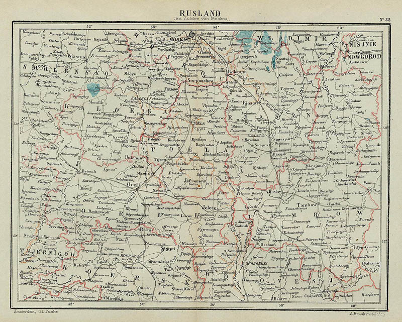 afbeelding van kaart Rusland ten Zuiden van Moskou van Kuyper (Kuijper)