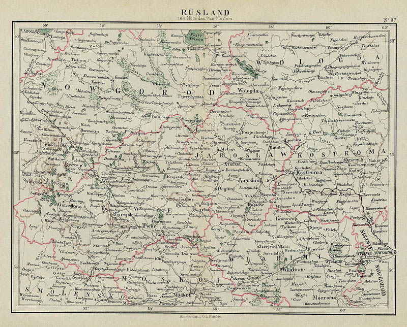 afbeelding van kaart Rusland  ten Noorden van Moskou van Kuyper (Kuijper)