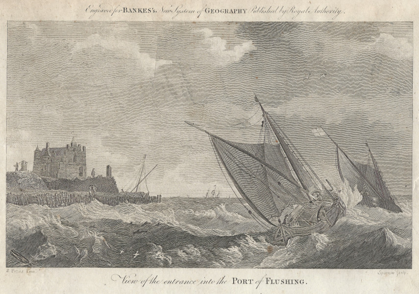 afbeelding van prent View of the entrance into the port of Flushing van Peters, B (Vlissingen)