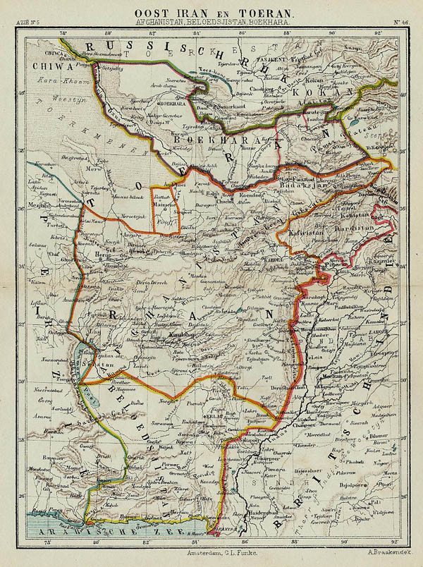 afbeelding van kaart Oost Iran  en Toeran (Afghanistan, Beloedsjistan, Boekhara) van Kuyper (Kuijper)